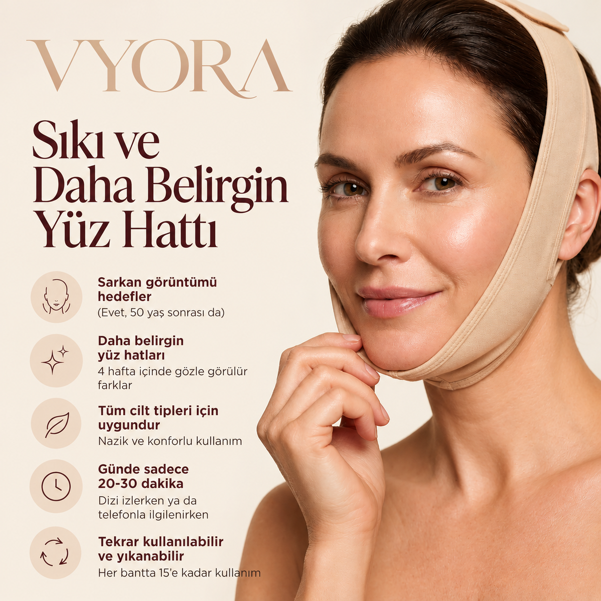 VYORA™ Gıdı ve Kırışıklık Giderici Yüz Bakım Sargı Maskesi