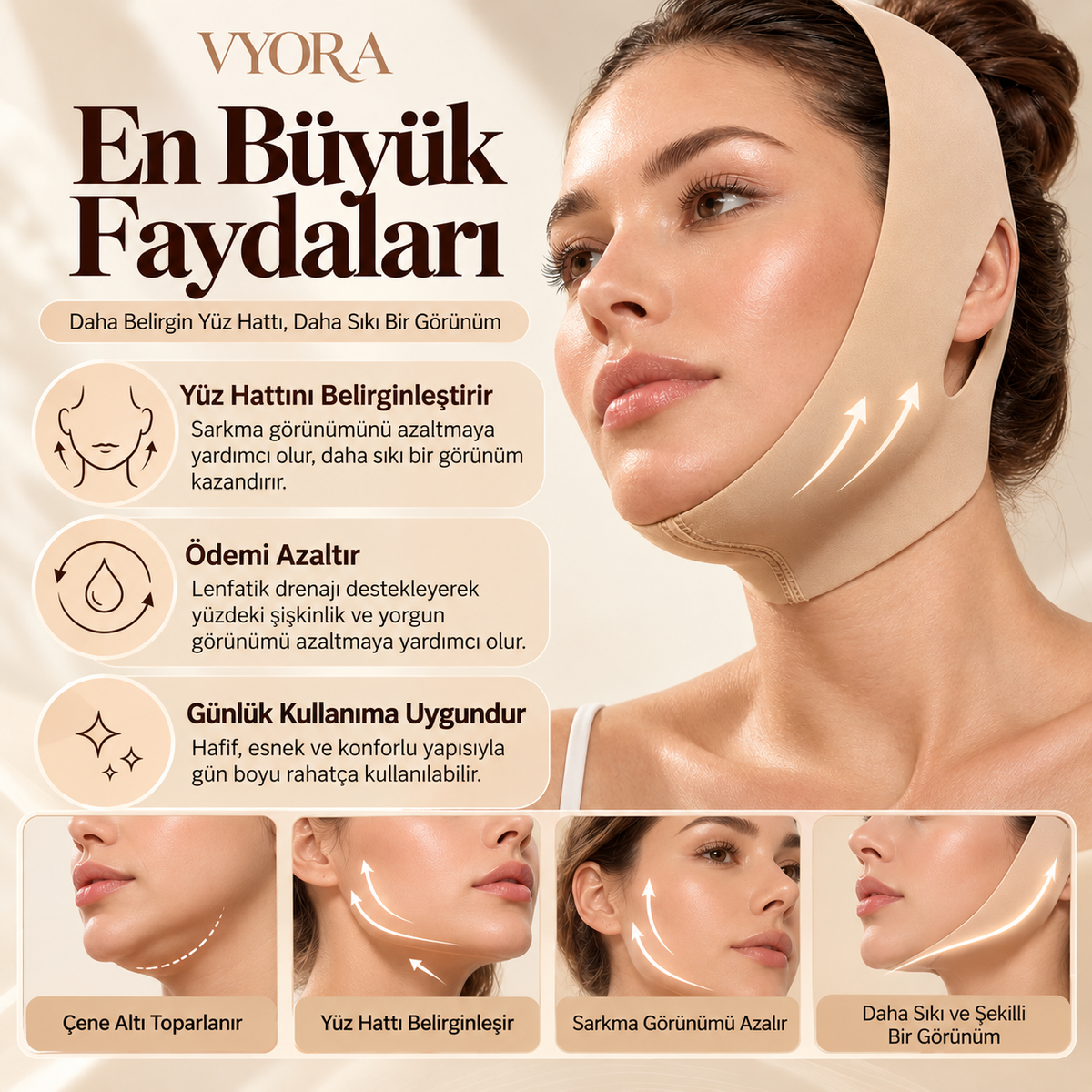 VYORA™ Gıdı ve Kırışıklık Giderici Yüz Bakım Sargı Maskesi
